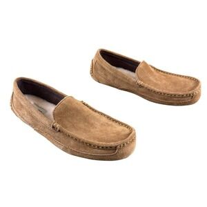 UGG Slippers Womens 9 Chestnut Suede Sheepskin Lined Moccasin Comfort